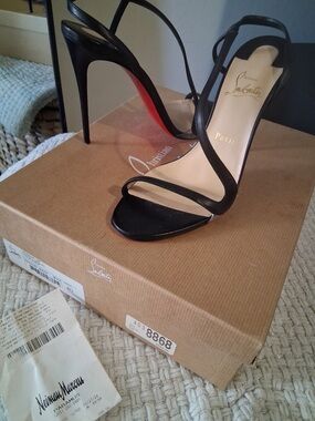 Christian Louboutin Black Strappy Red-Sole Stiletto Sandals